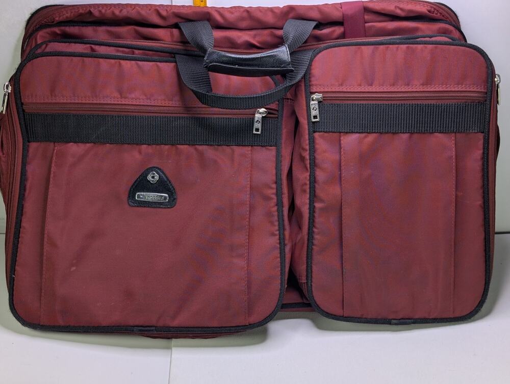 Vintage Samsonite Profile II Garment Bag Burgundy Folding Suit Travel Luggage